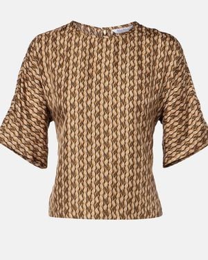 Max Mara Nordica Printed Silk Blouse - Brown