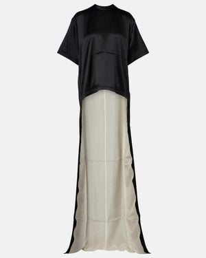 Phoebe Philo Camiseta Asimetrica De Saten En Mezcla De Seda - Negro