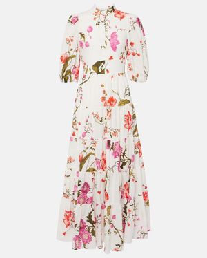Erdem Vestido midi de sirsaca de algodon - Multicolor