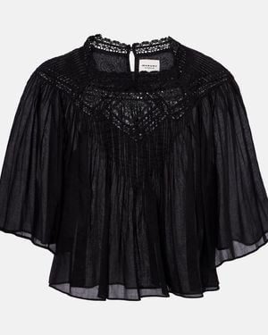 Isabel Marant Garia Lace-Trimmed Cotton Blouse - Black