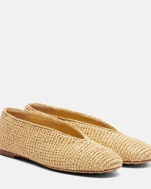 Bottega Veneta Rosa Raffia Ballet Flats - Natural