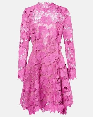 Oscar de la Renta Floral Lace Minidress - Pink