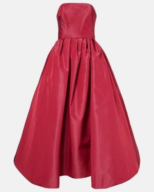 Carolina Herrera Strapless Belted Silk Cocktail Dress - Red