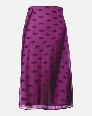 Acne Studios Etima Printed Sheer Midi Skirt - Purple