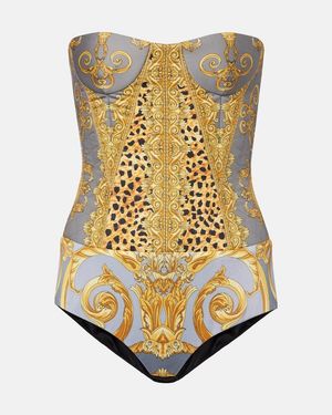 Versace Printed Cotton Corset Bodysuit - Metallic