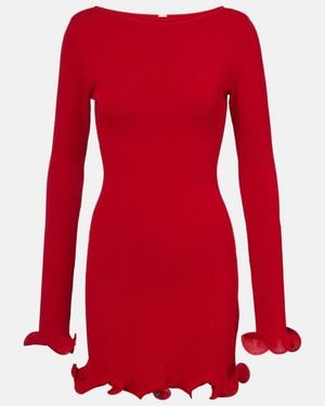 SAME Vestido Corto De Punto Con Volantes - Rojo