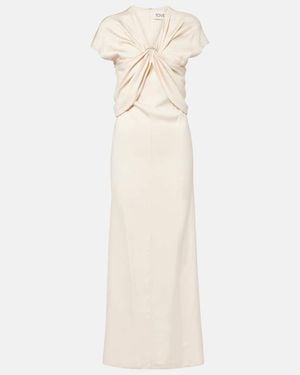 TOVE Tova Gathered Crepe Maxi Dress - Natural
