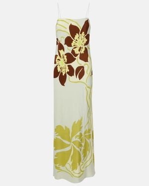 SIR. Amaia Floral Silk Crepe Slip Dress - Metallic
