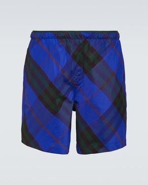 Burberry Check Swim Trunks - Blue