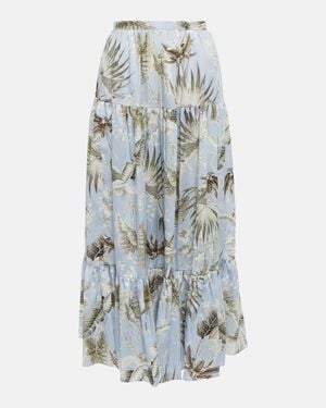 Erdem Olympia Printed Cotton Midi Skirt - Blue