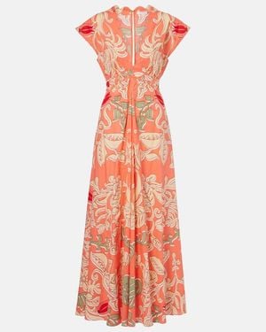 Poupette Noreen Printed Cotton Maxi Dress - Orange
