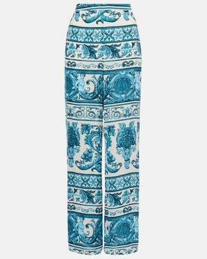 Adriana Degreas Printed Wide-Leg Trousers - Blue