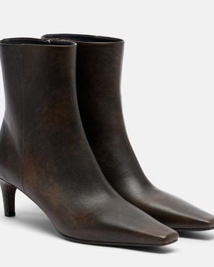 Brunello Cucinelli Monili Leather Ankle Boots - Black