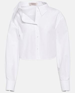 Valentino Asymmetric Cropped Cotton Shirt - White