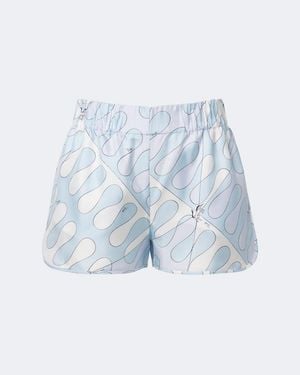 PUCCI Leocorno Silk Twill Shorts - Blue