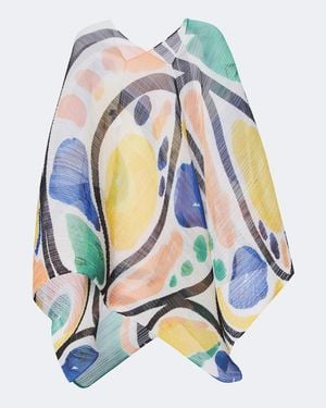 Pleats Please Issey Miyake Poncho Roll Madame-T Estampado Plisado - Azul