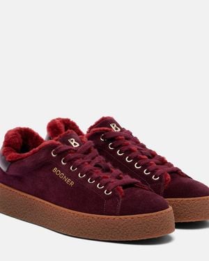 Bogner Lucerne Shearling-Lined Suede Trainers - Red