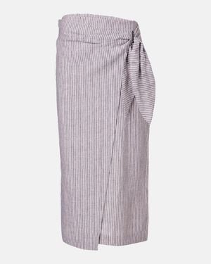 Brunello Cucinelli Striped Linen Wrap Skirt - Purple