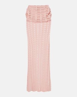 AYA MUSE Draped Pointelle Maxi Skirt - Pink