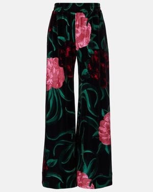 La DoubleJ Floral Velvet Palazzo Pants - Black