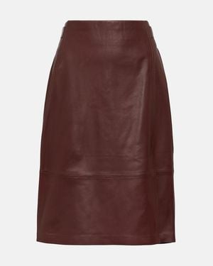 Vince Leather Pencil Skirt - Brown