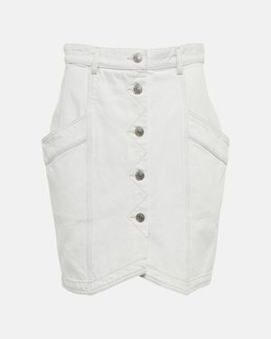 Isabel Marant Sabel High-Rise Denim Miniskirt - White