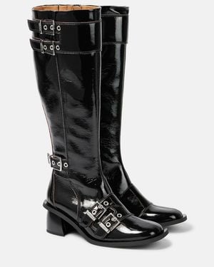 Ganni Knee-High Heeled Boots - Black