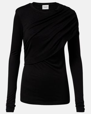 Isabel Marant Dressi Draped Jersey Top - Black