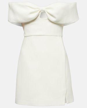 Self-Portrait Bow-Detail Off-Shoulder Crepe Minidress - White