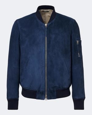 Tom Ford Suede Bomber Jacket - Blue