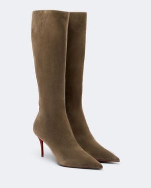 Christian Louboutin Miss Z Suede Knee-High Boots - Brown