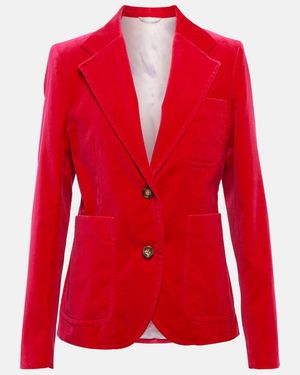 Victoria Beckham Single-Breasted Velvet Blazer - Red