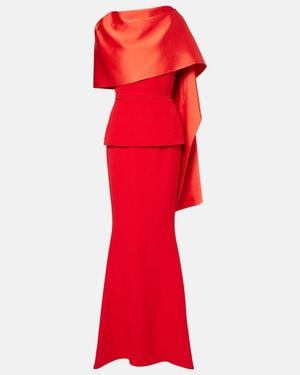 Safiyaa Evangelina Caped Crepe Gown - Red