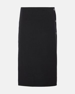 Courreges Wool-Blend Midi Skirt - Black