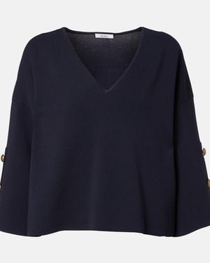 Max Mara Embellished Crepe Top - Blue