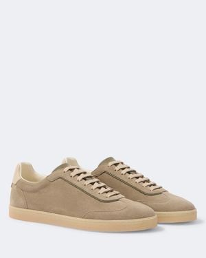 Brunello Cucinelli Leather-Trimmed Suede Trainers - White
