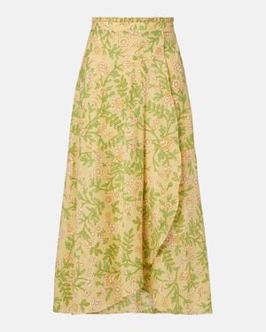 Poupette Falda Midi Eva De Algodon Floral - Amarillo
