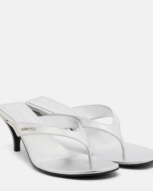 Gucci Sandalen Vittoria Aus Metallic-Leder - Weiß