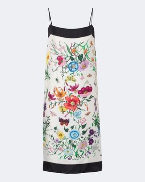 Gucci Flora Silk Twill Minidress - White