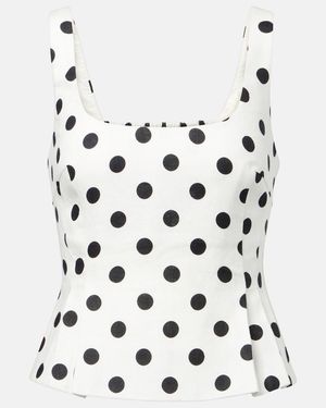 Posse Rosalie Polka-Dot Linen Top - White