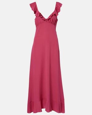 Chloé Ruffled Silk Midi Dress - Purple