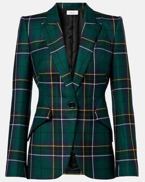 McQueen Plaid Wool Blazer - Green