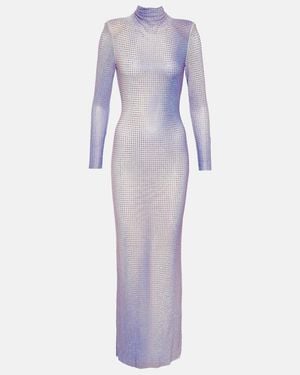 Self-Portrait Crystal-Embellished Maxi Dress - Purple