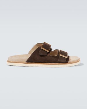 Brunello Cucinelli Suede Slides - Brown