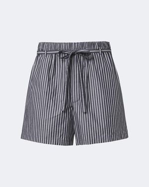 Saint Laurent Striped Cotton Poplin Shorts - Grey