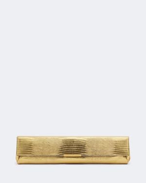 Balmain Pochette En Cuir Metallise Facon Croco - Neutre