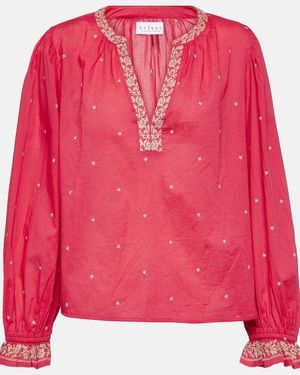 Velvet Ania Embroidered Cotton Top - Pink