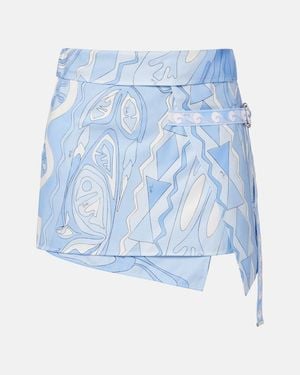 PUCCI Angoli Cotton Wrap Skirt - Blue