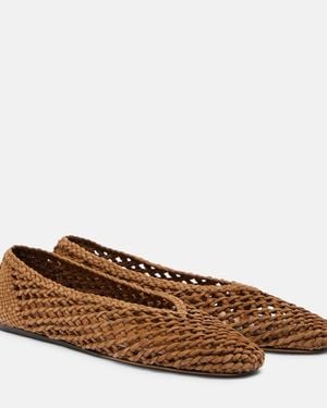 Le Monde Beryl Regency Woven Suede Ballet Flats - Brown