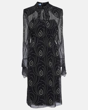 Prada Printed Silk Blend Dress - Black